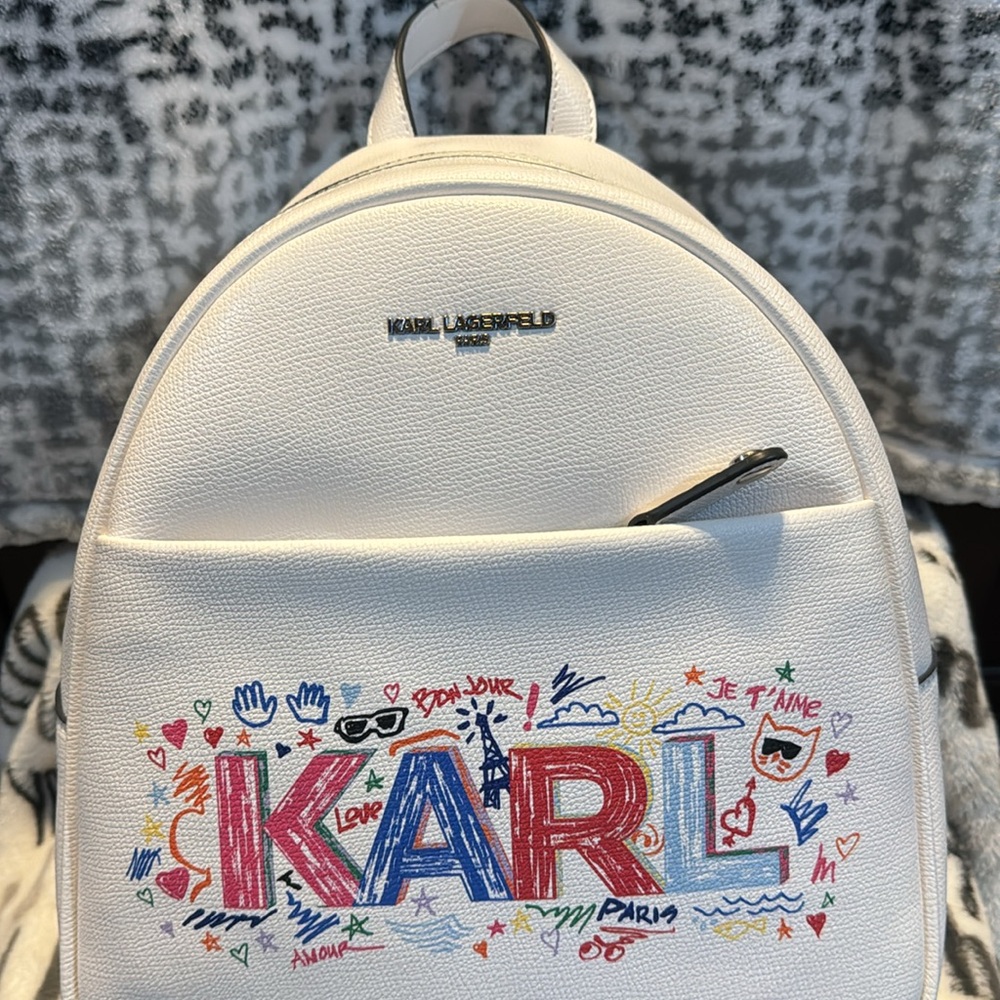 NWOT Karl Lagerfeld White Backpack With No Marks at all - Picture 12 of 15